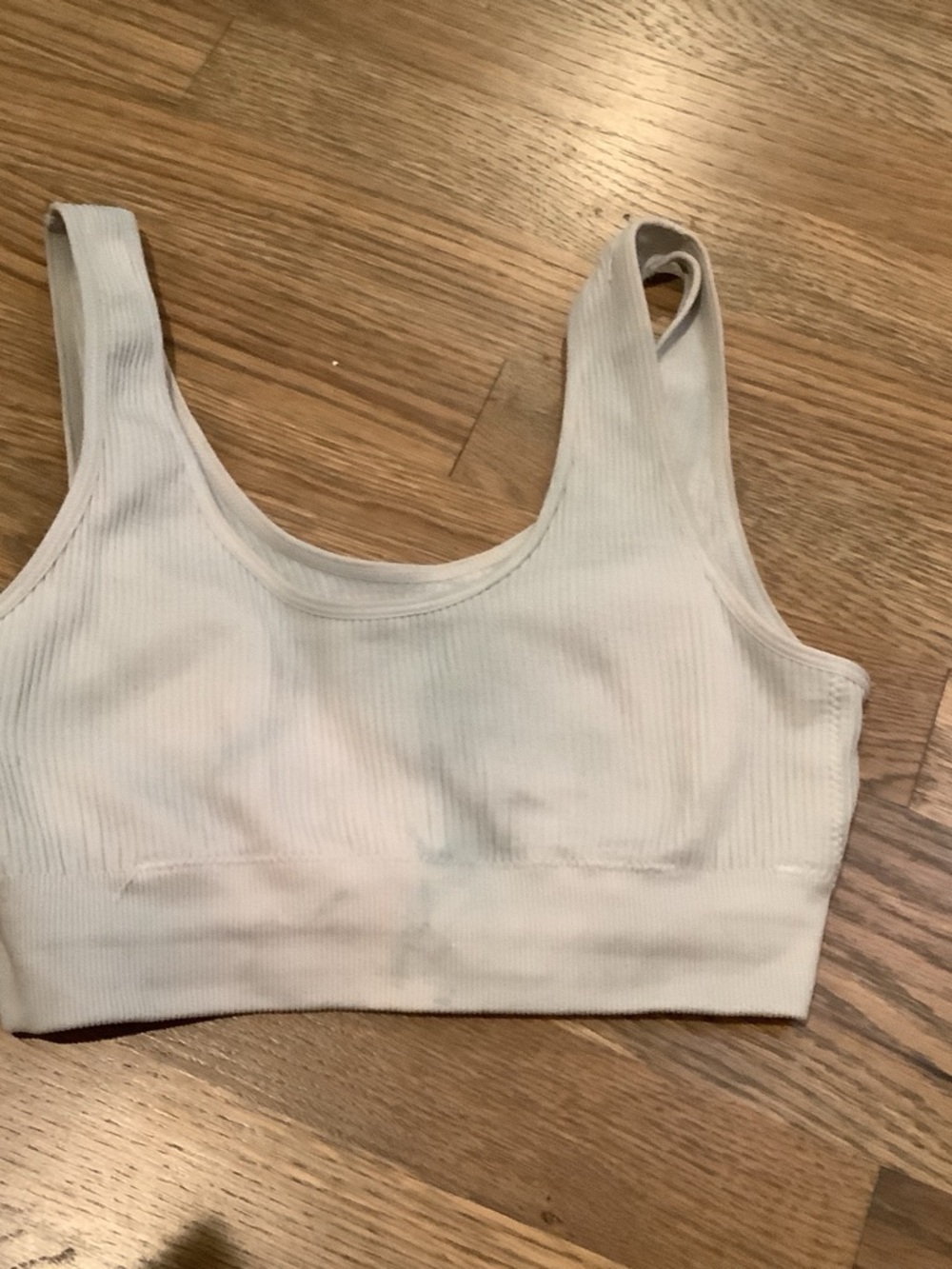Ribbed Scoop Neck Seamless Sports Bra - White